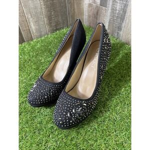 Delicacy Black Heels Size 9 Sparkly Rhinestone High Heel Dress Shoes Formal